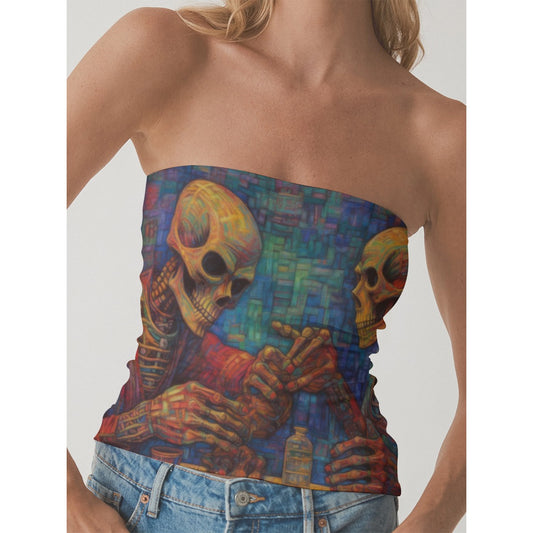 All-Over Print Women's Double-Layer Strapless Top