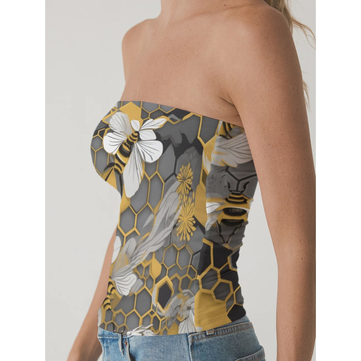 All-Over Print Women's Double-Layer Strapless Top