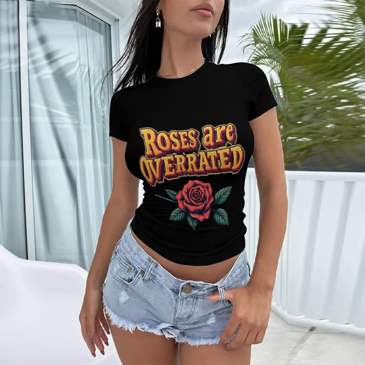 All-Over Print Women's Slim-Fit T-shirt Yoycol