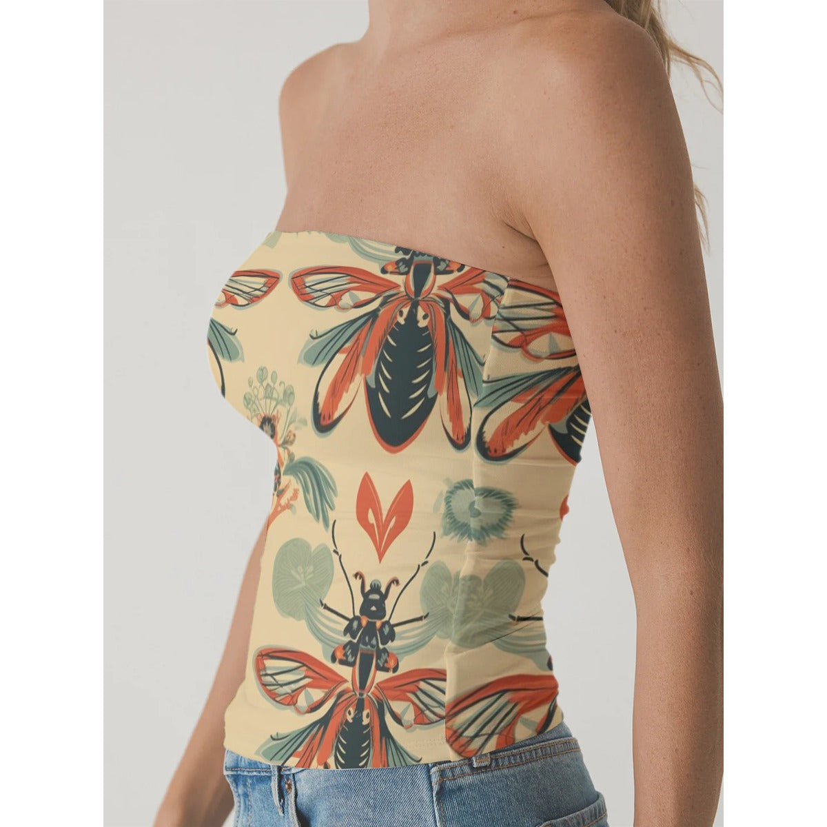 All-Over Print Women's Double-Layer Strapless Top