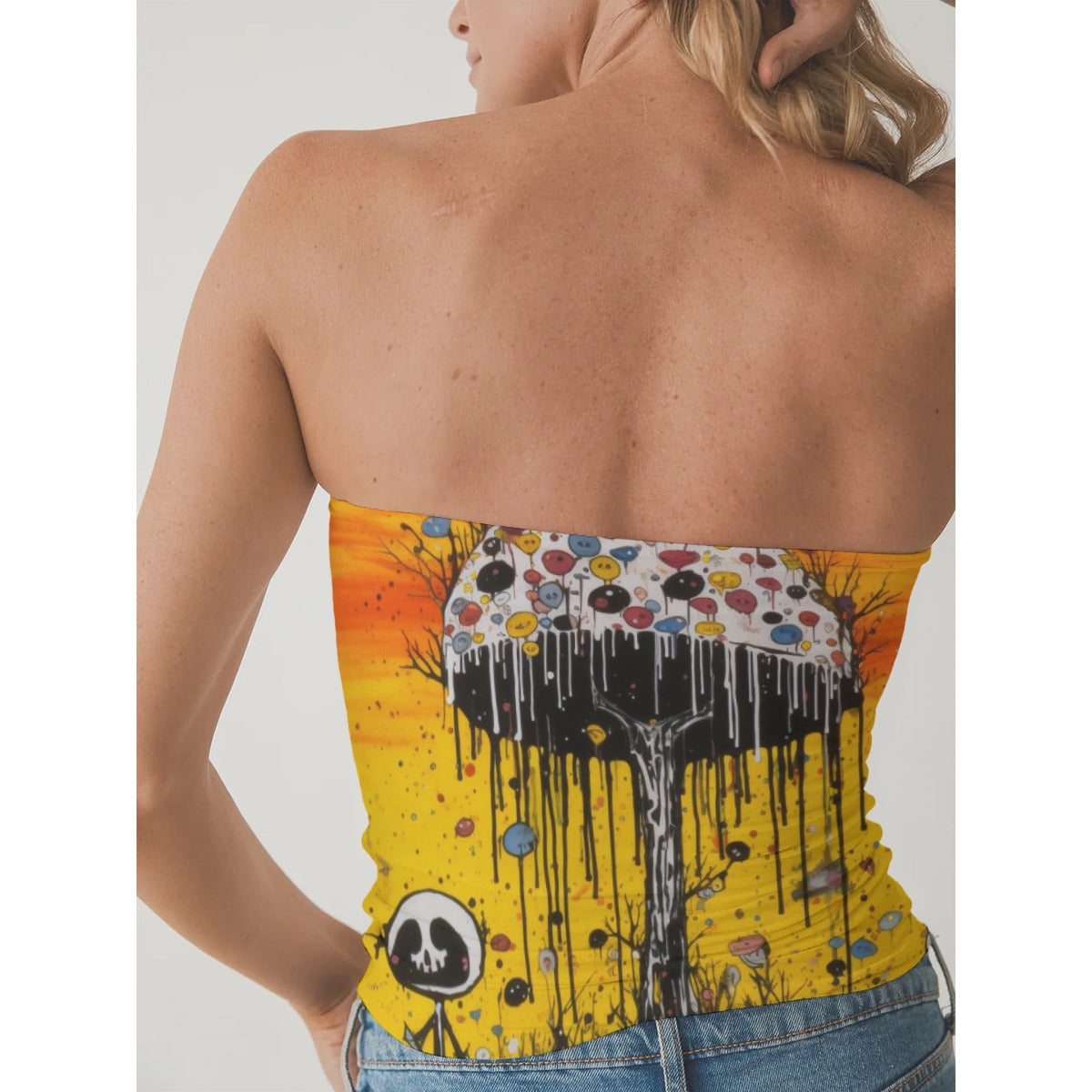 All-Over Print Women's Double-Layer Strapless Top