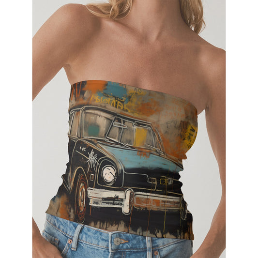 All-Over Print Women's Double-Layer Strapless Top