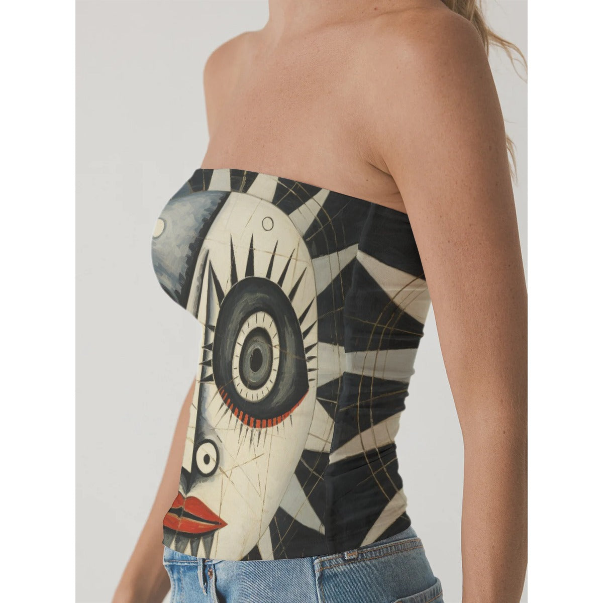 All-Over Print Women's Double-Layer Strapless Top