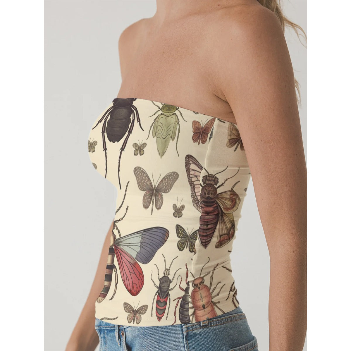All-Over Print Women's Double-Layer Strapless Top