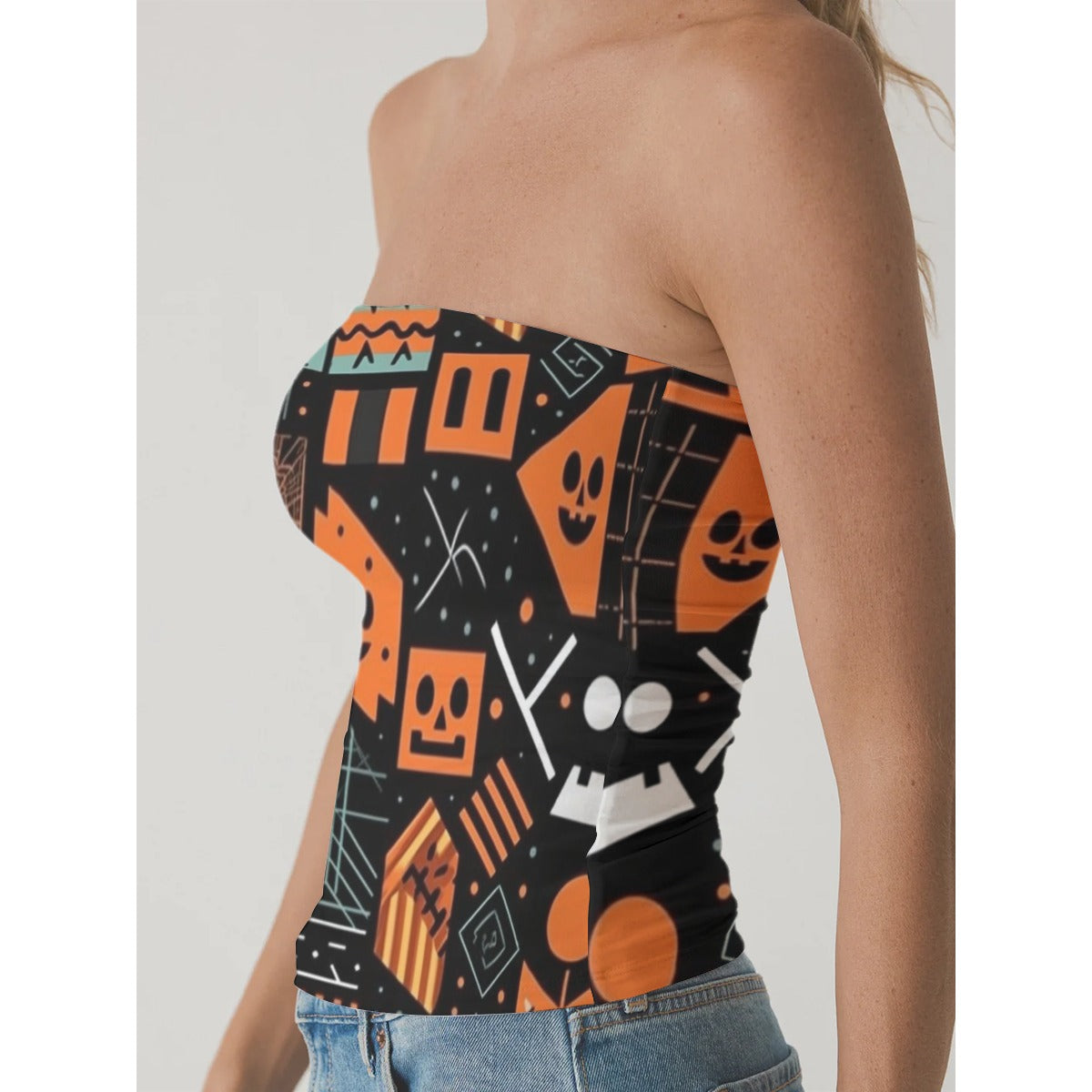 All-Over Print Women's Double-Layer Strapless Top
