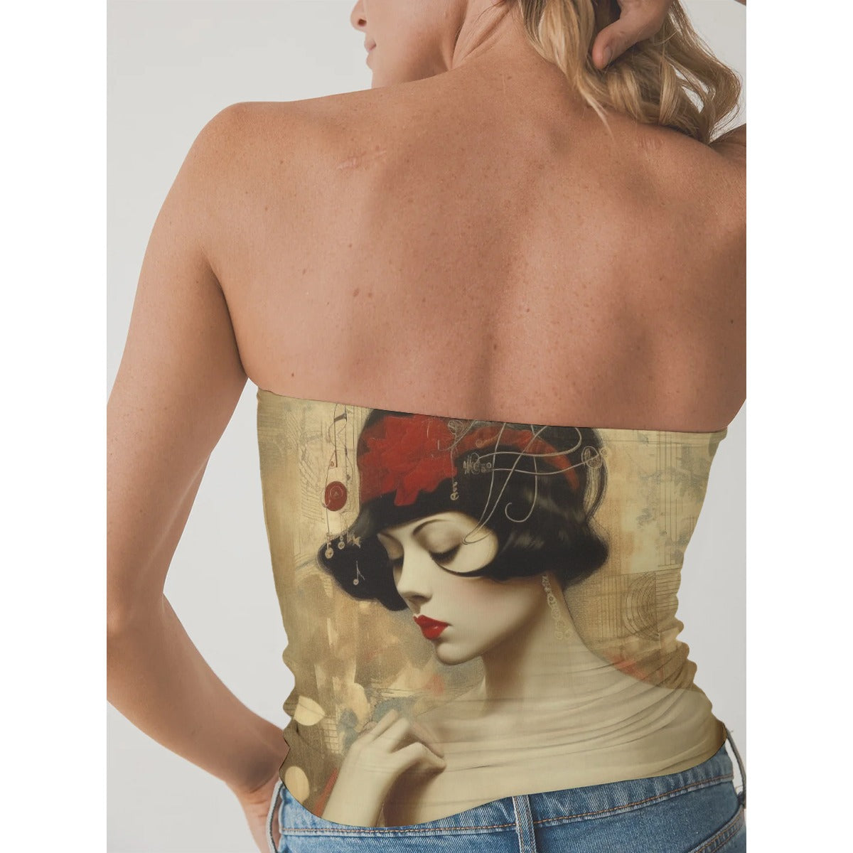 All-Over Print Women's Double-Layer Strapless Top