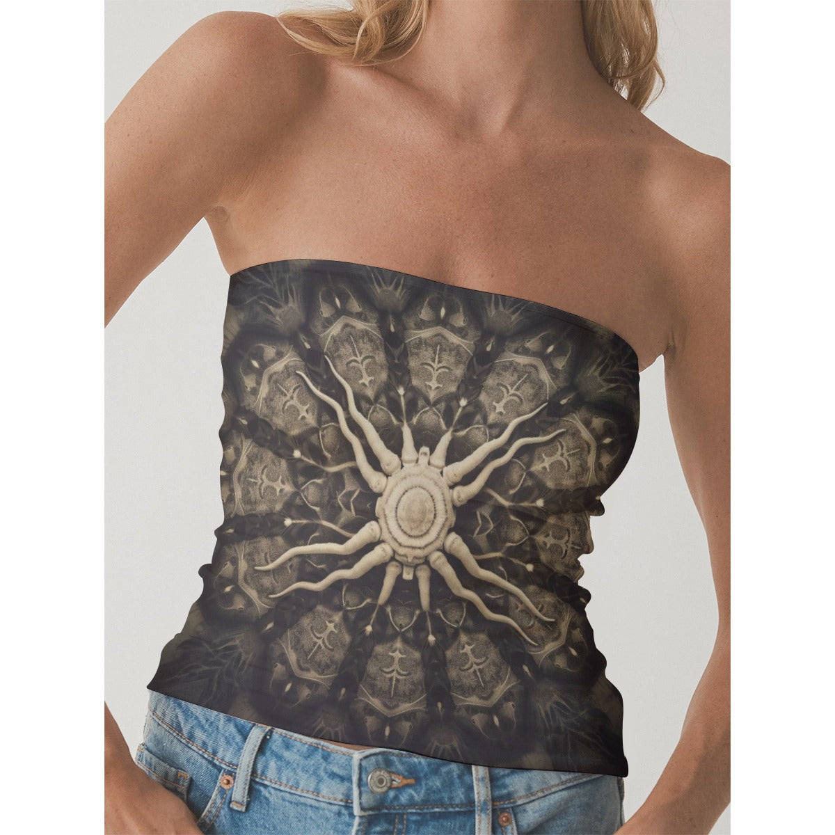 All-Over Print Women's Double-Layer Strapless Top