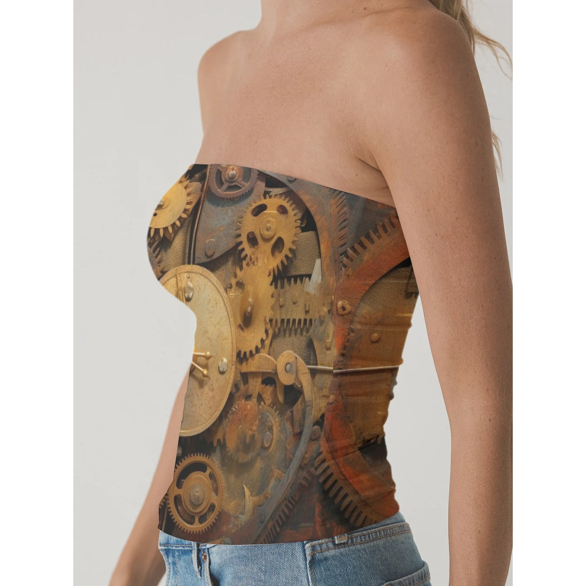 All-Over Print Women's Double-Layer Strapless Top
