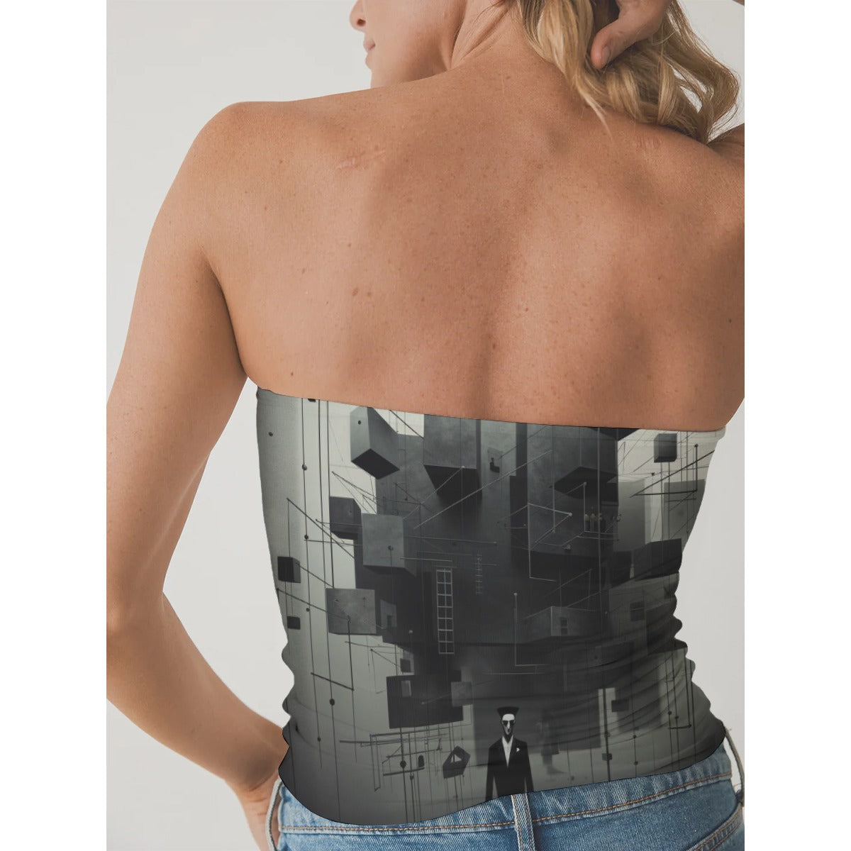 All-Over Print Women's Double-Layer Strapless Top