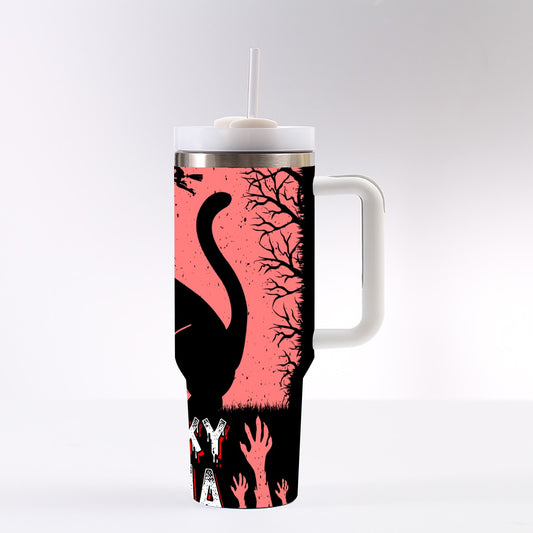 Haunted House 40oz Tumbler with Handle | Spooky Pink Halloween Cup – SheVibesAfterDark