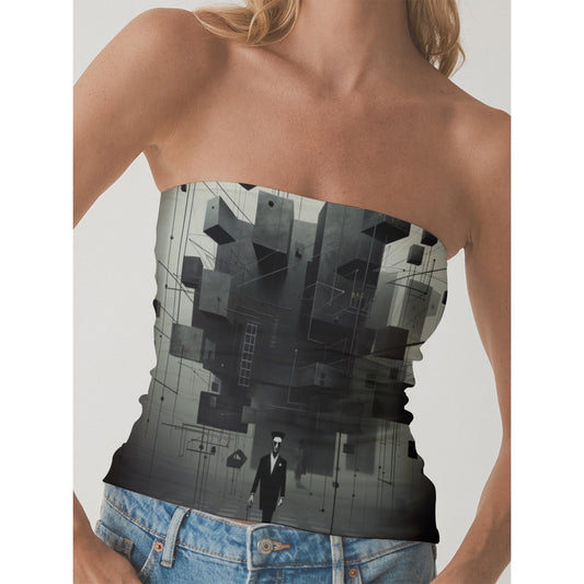 All-Over Print Women's Double-Layer Strapless Top