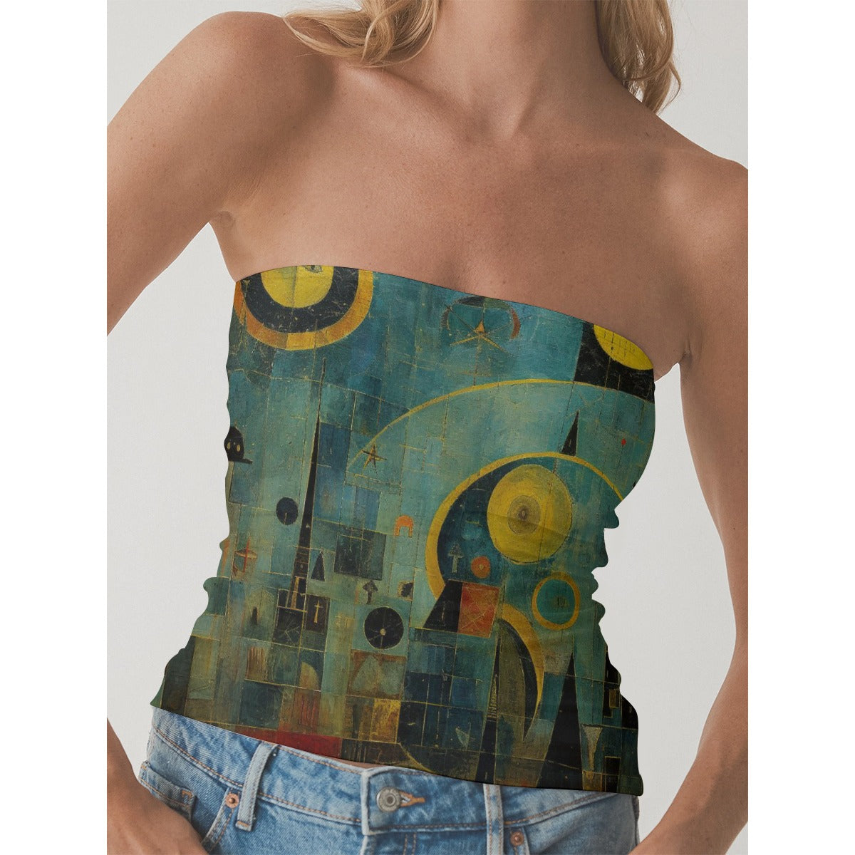 All-Over Print Women's Double-Layer Strapless Top