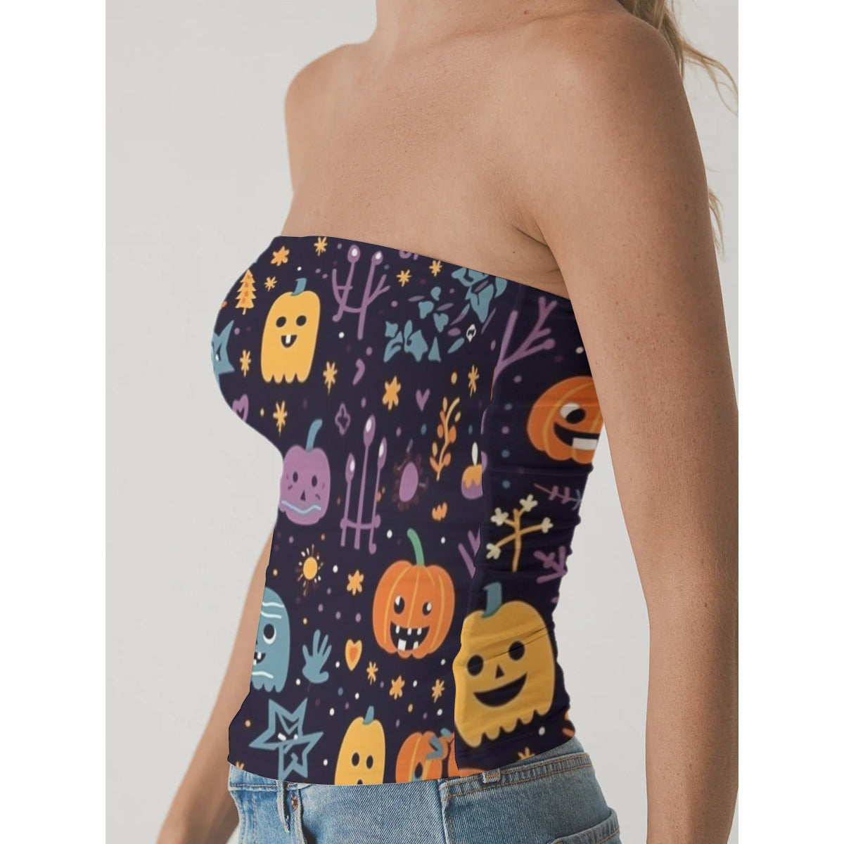 All-Over Print Women's Double-Layer Strapless Top
