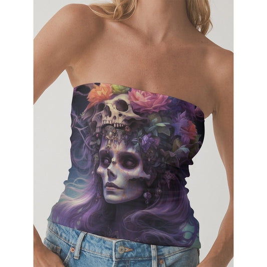 All-Over Print Women's Double-Layer Strapless Top