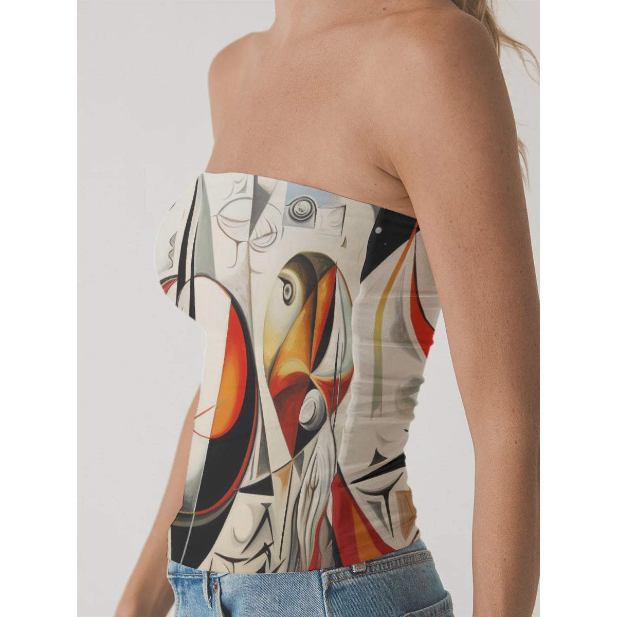 All-Over Print Women's Double-Layer Strapless Top