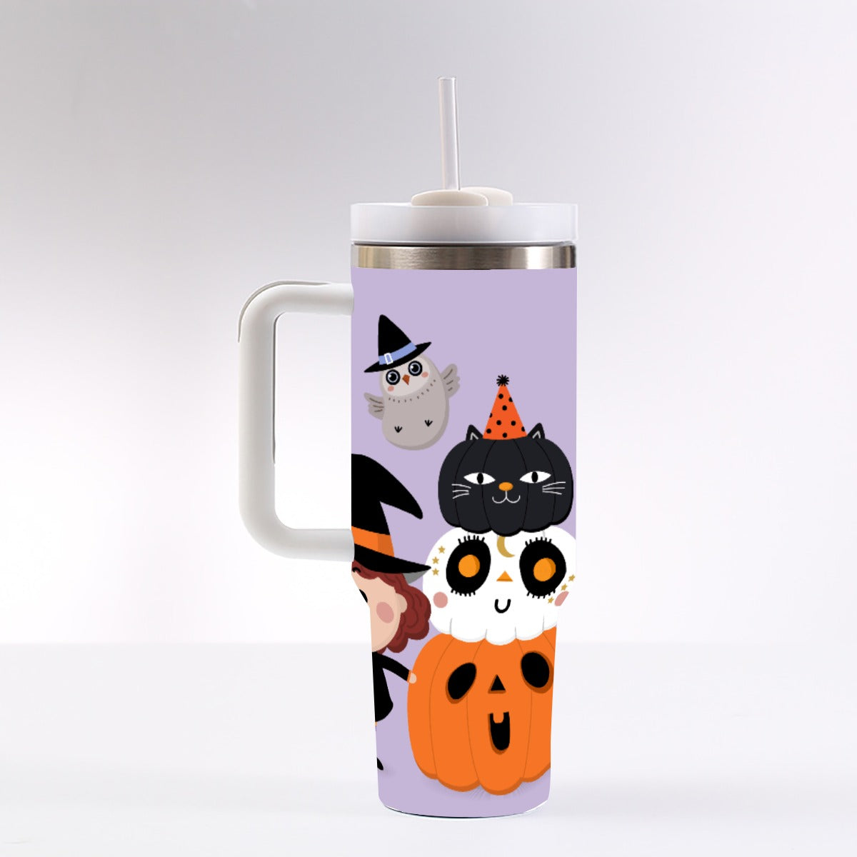 Halloween Party 40oz Tumbler with Handle | Cute Spooky Cup – SheVibesAfterDark