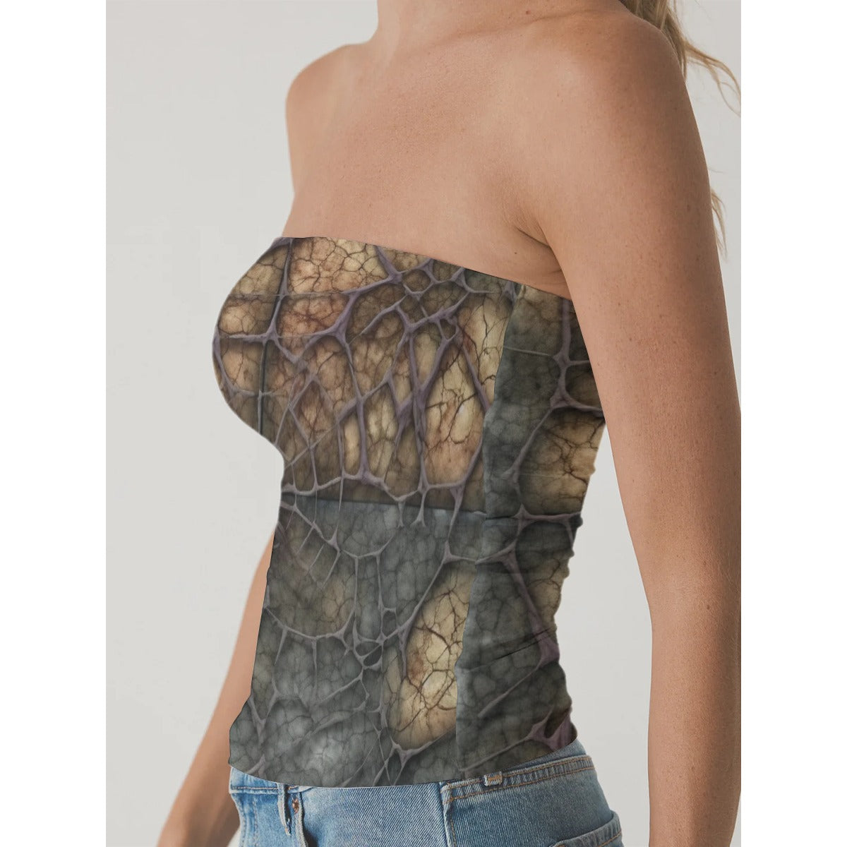 All-Over Print Women's Double-Layer Strapless Top