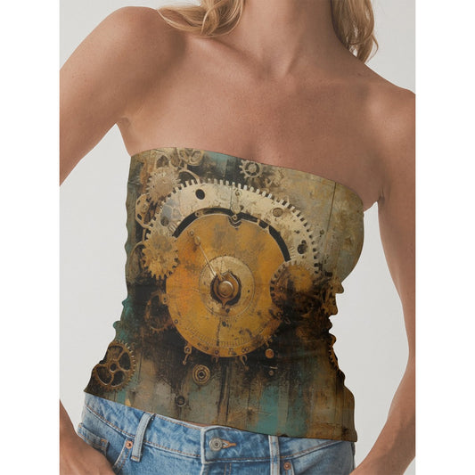 All-Over Print Women's Double-Layer Strapless Top