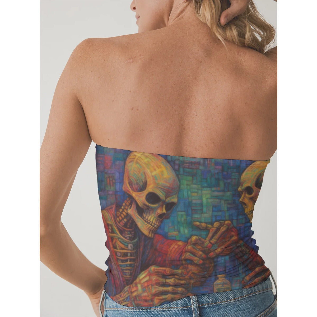 All-Over Print Women's Double-Layer Strapless Top