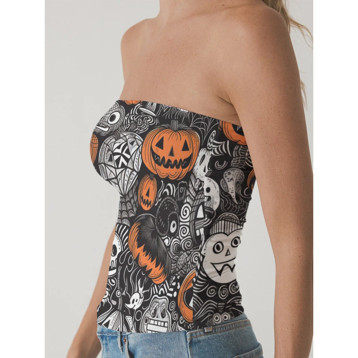 All-Over Print Women's Double-Layer Strapless Top