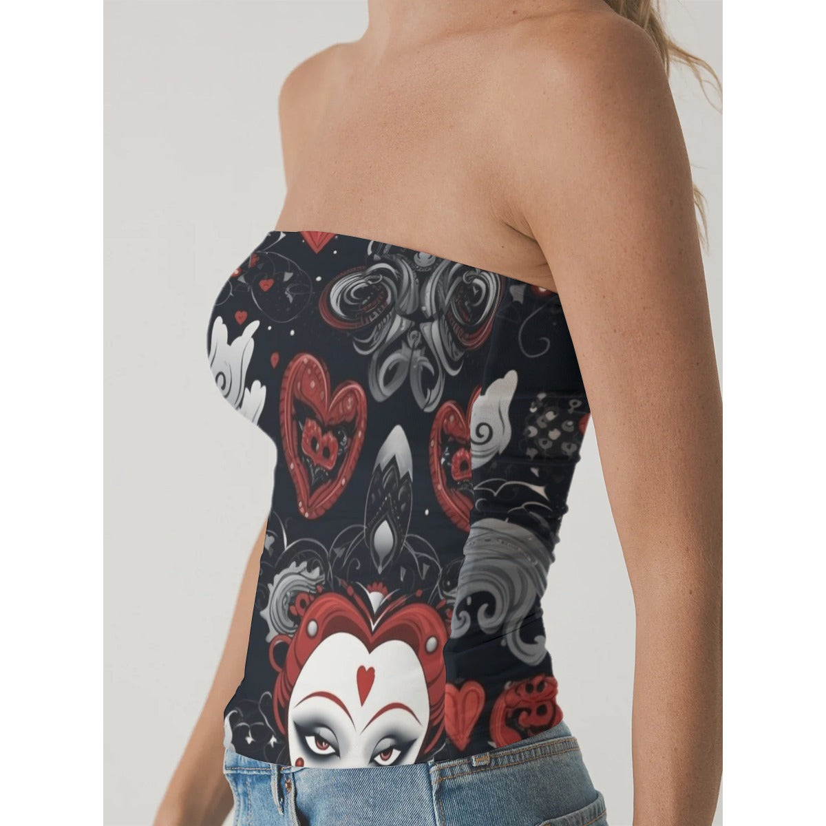 All-Over Print Women's Double-Layer Strapless Top