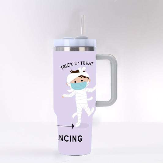Trick or Treat Dancing Mummy 40oz Tumbler with Handle | Cute Spooky Cup – SheVibesAfterDark
