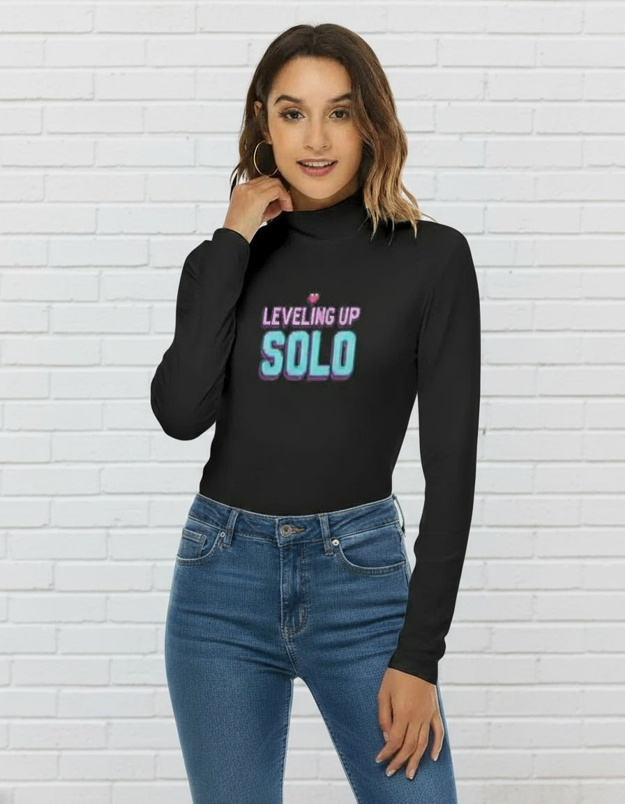 All-Over Print Women's Turtleneck Long Sleeve Bodysuit Yoycol