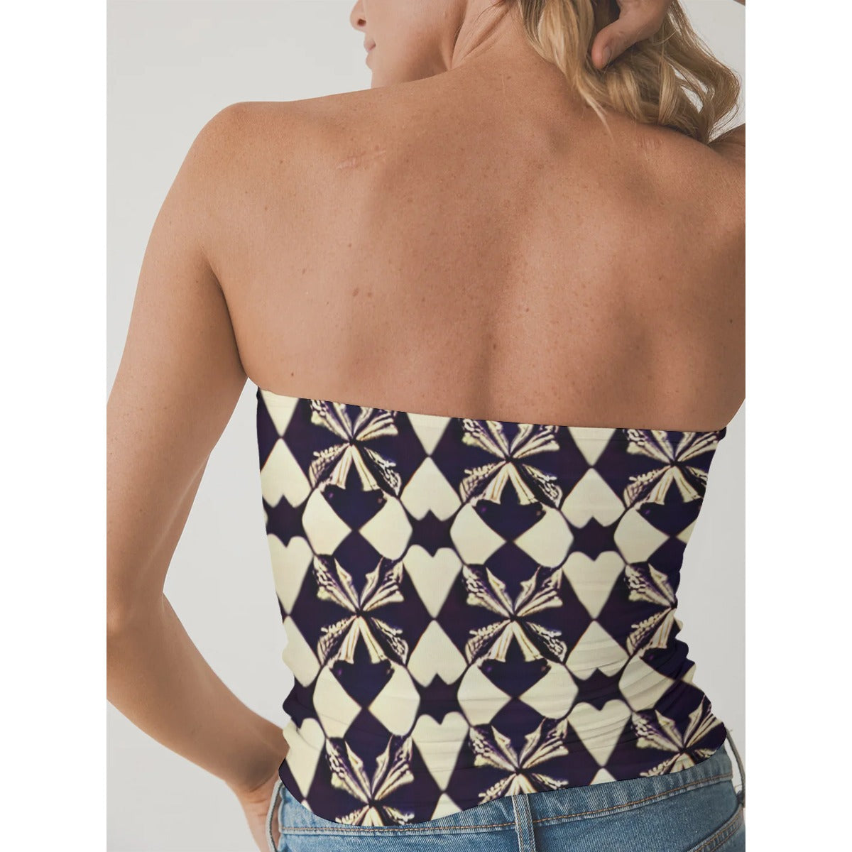 All-Over Print Women's Double-Layer Strapless Top
