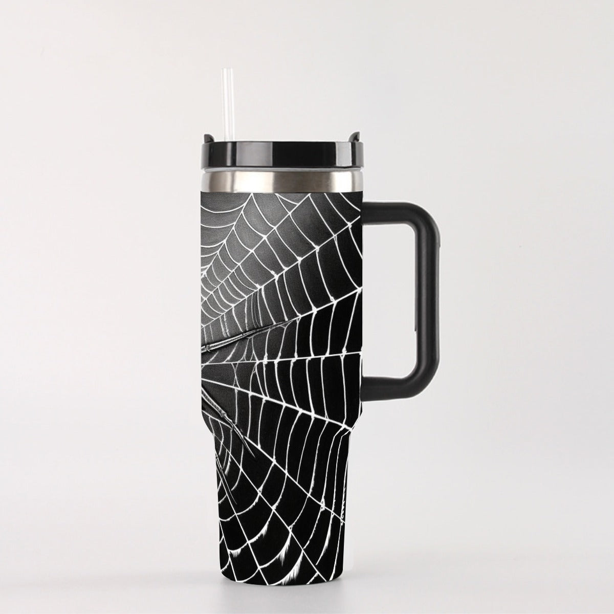 Black Spider Web 40oz Tumbler with Handle | Gothic Grunge Cup – SheVibesAfterDark