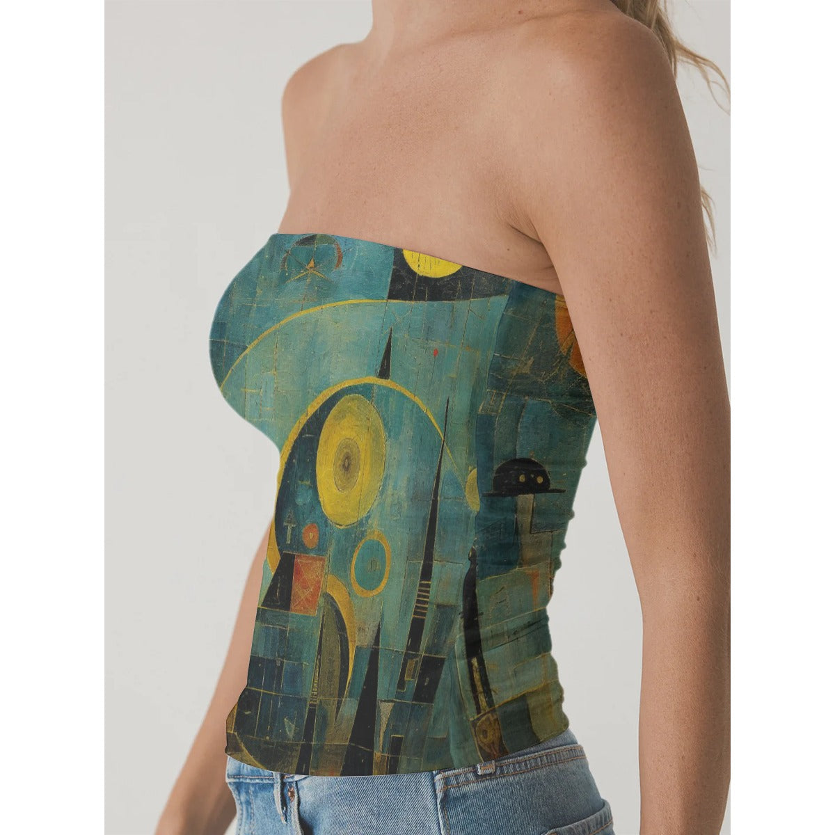 All-Over Print Women's Double-Layer Strapless Top