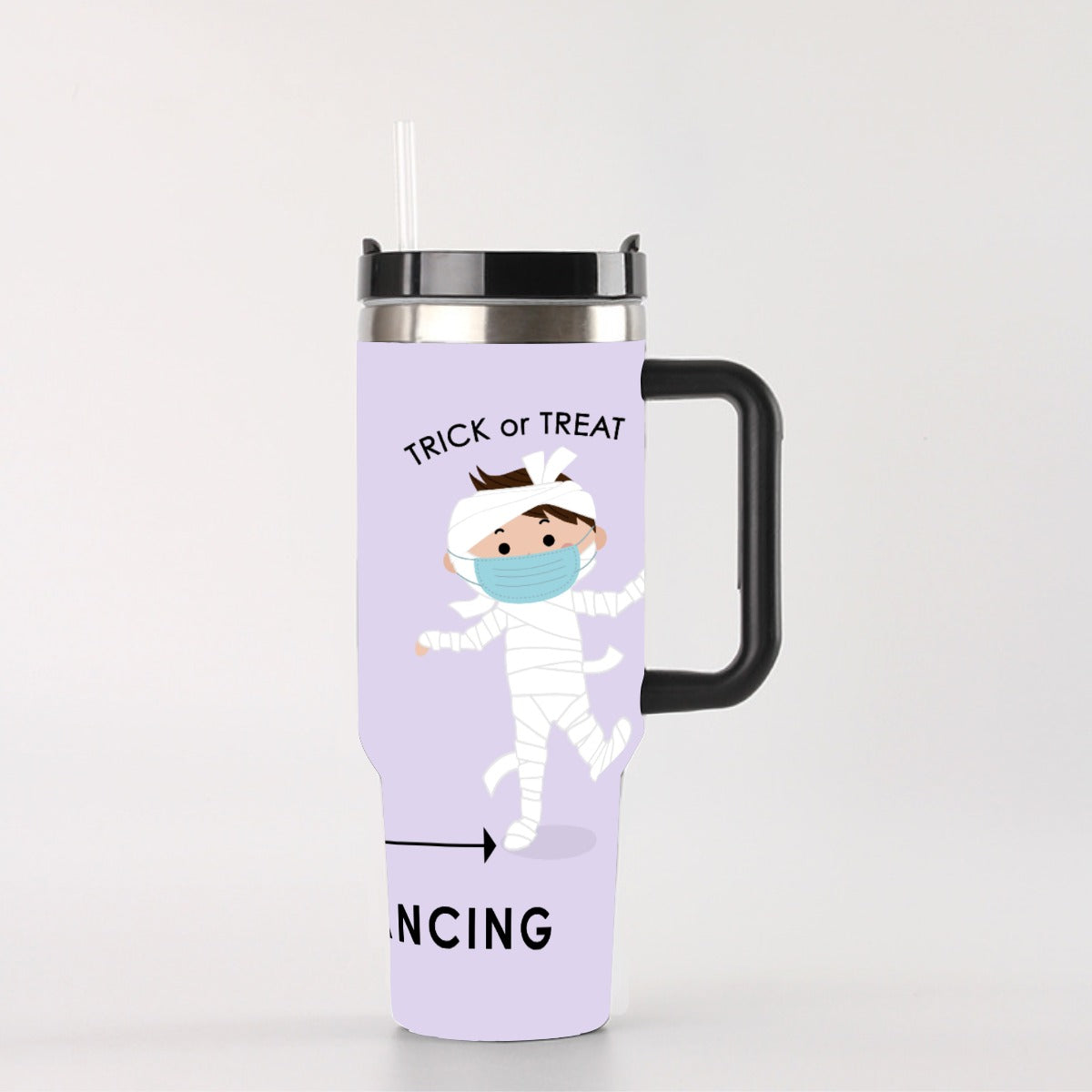 Trick or Treat Dancing Mummy 40oz Tumbler with Handle | Cute Spooky Cup – SheVibesAfterDark