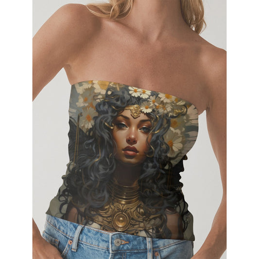 All-Over Print Women's Double-Layer Strapless Top