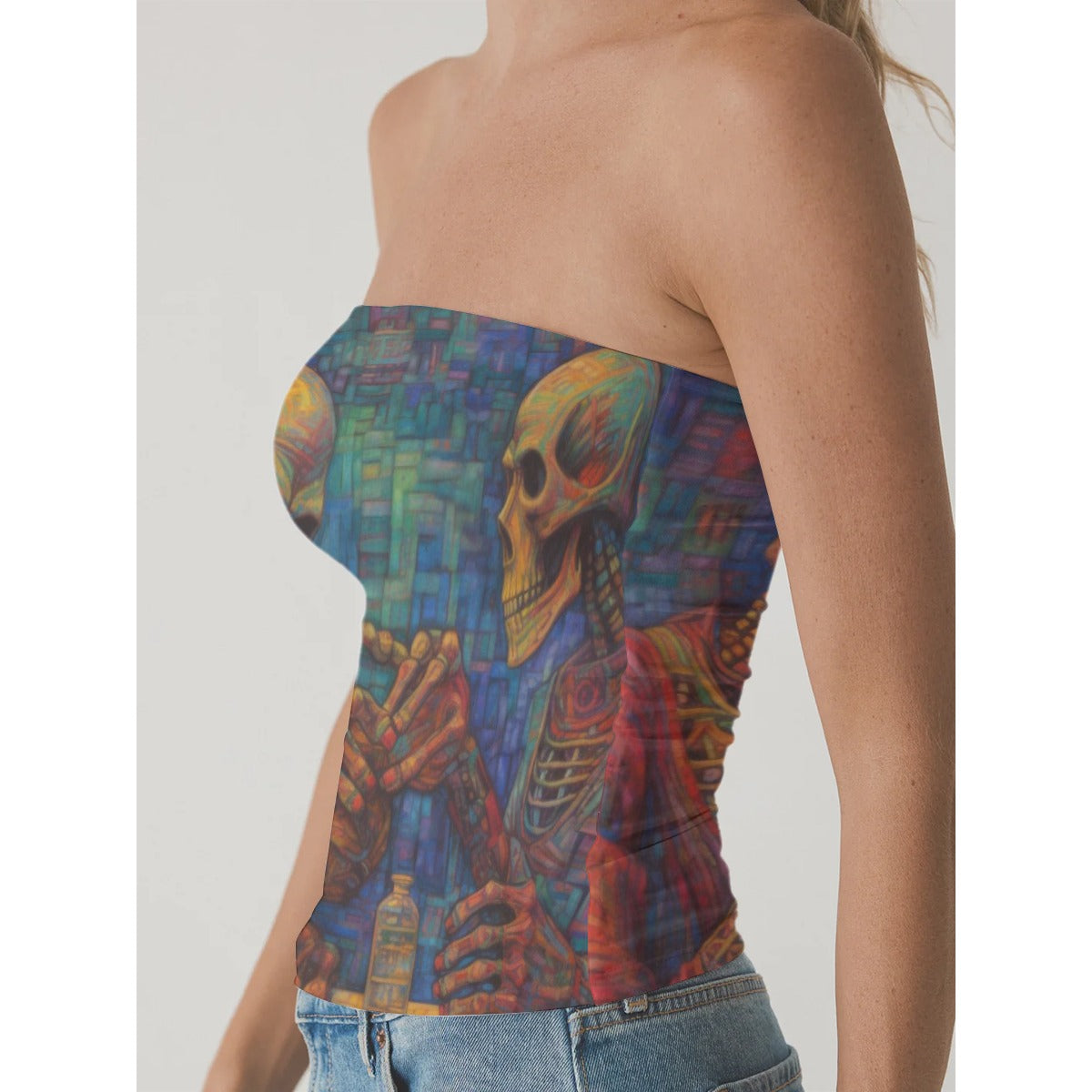 All-Over Print Women's Double-Layer Strapless Top