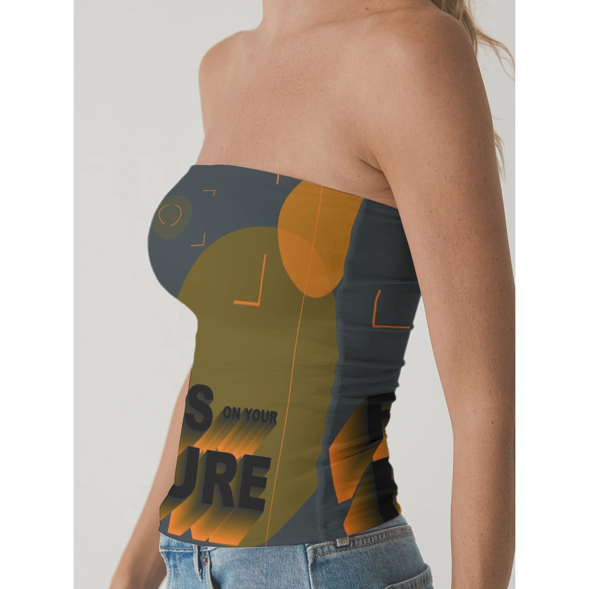 All-Over Print Women's Double-Layer Strapless Top