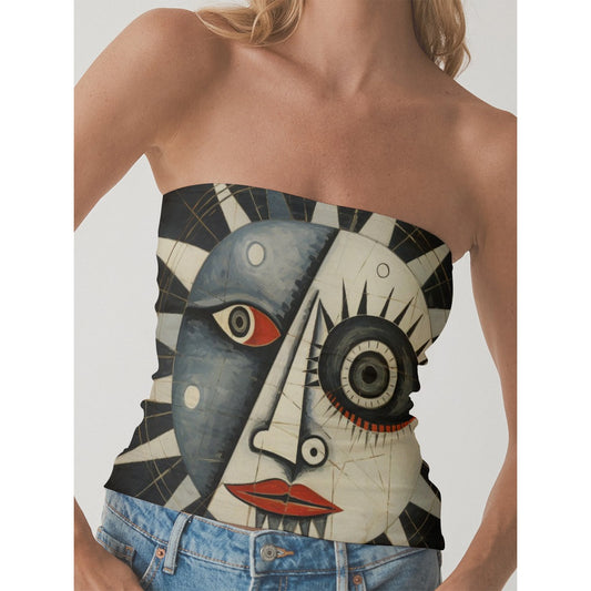 All-Over Print Women's Double-Layer Strapless Top