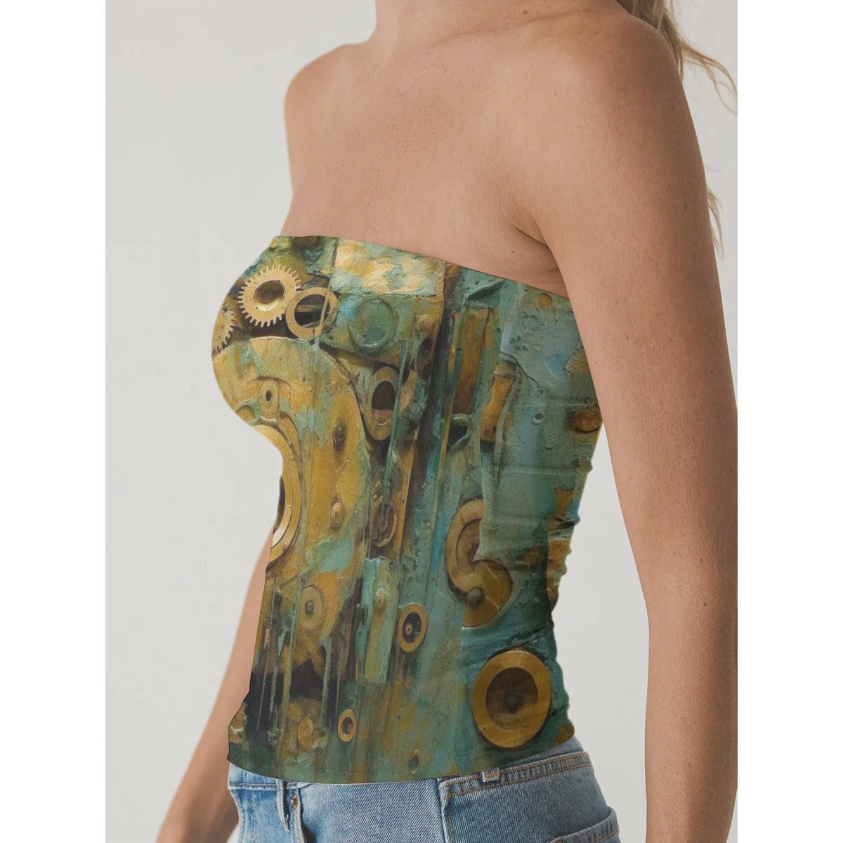 All-Over Print Women's Double-Layer Strapless Top