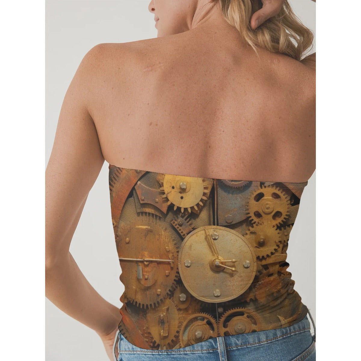 All-Over Print Women's Double-Layer Strapless Top