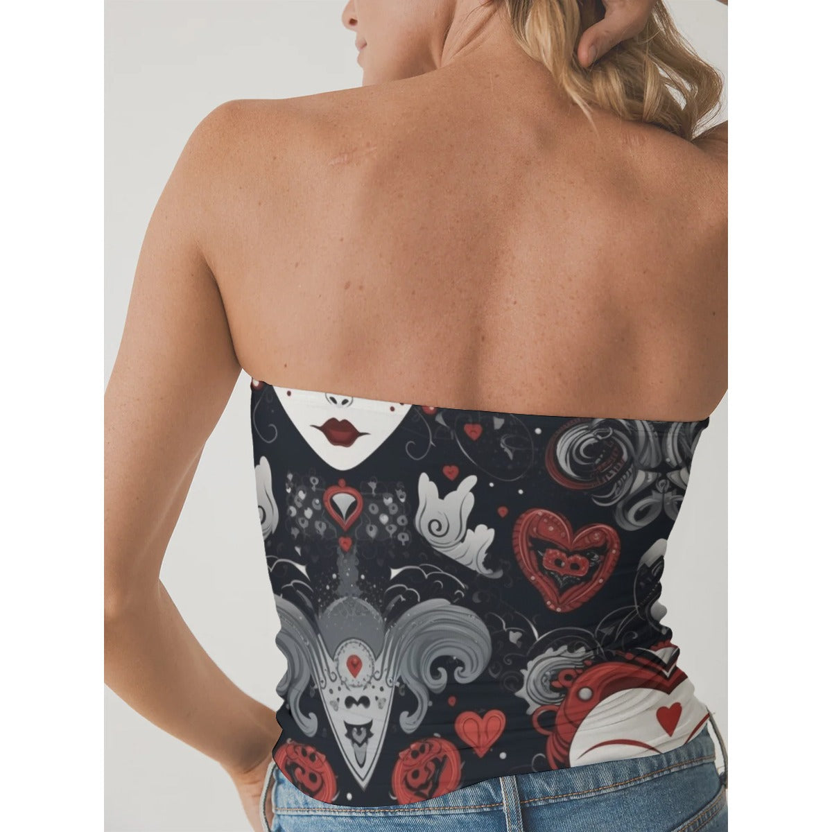 All-Over Print Women's Double-Layer Strapless Top