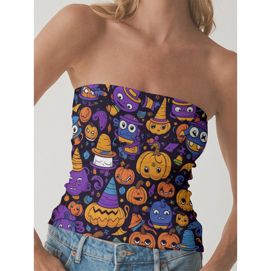 All-Over Print Women's Double-Layer Strapless Top