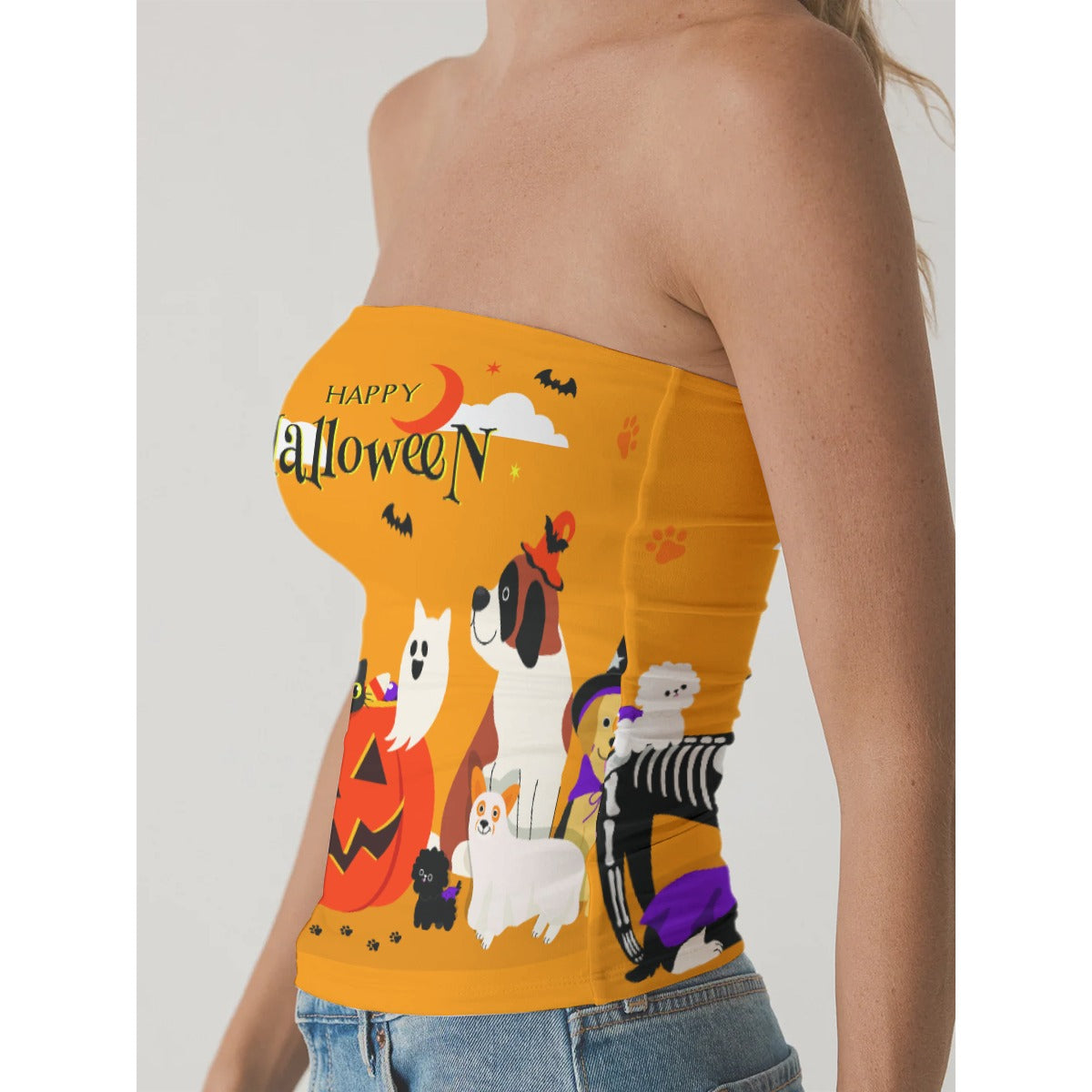 All-Over Print Women's Double-Layer Strapless Top