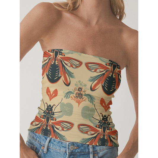 All-Over Print Women's Double-Layer Strapless Top