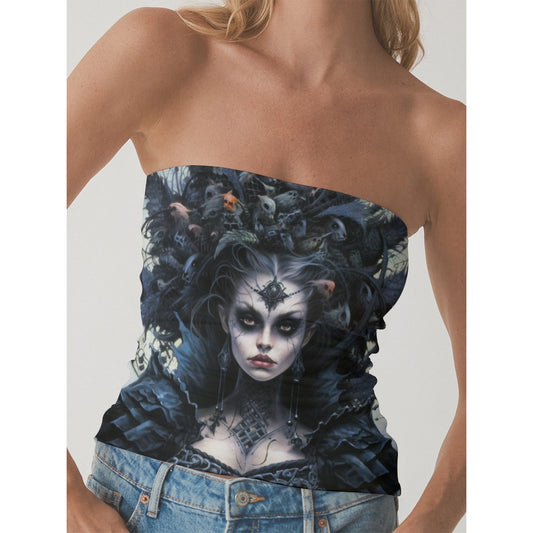 All-Over Print Women's Double-Layer Strapless Top