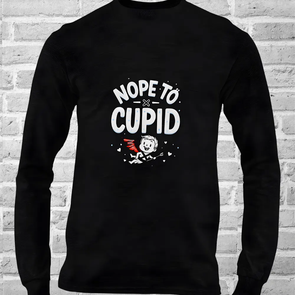 Single Life Quote Shirt – Nope to Cupid Funny Anti-Valentine Long Sleeve Tee Yoycol