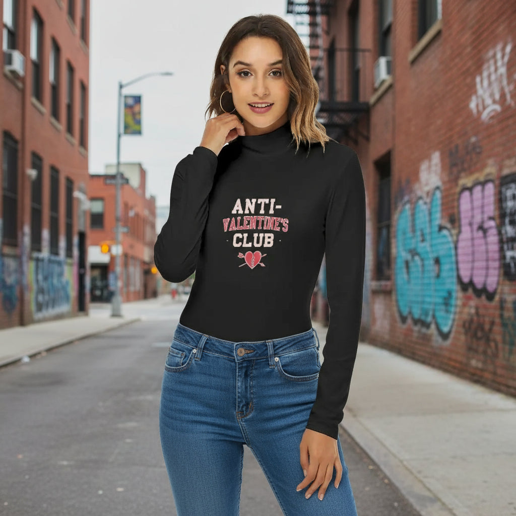 All-Over Print Women's Turtleneck Long Sleeve Bodysuit Yoycol