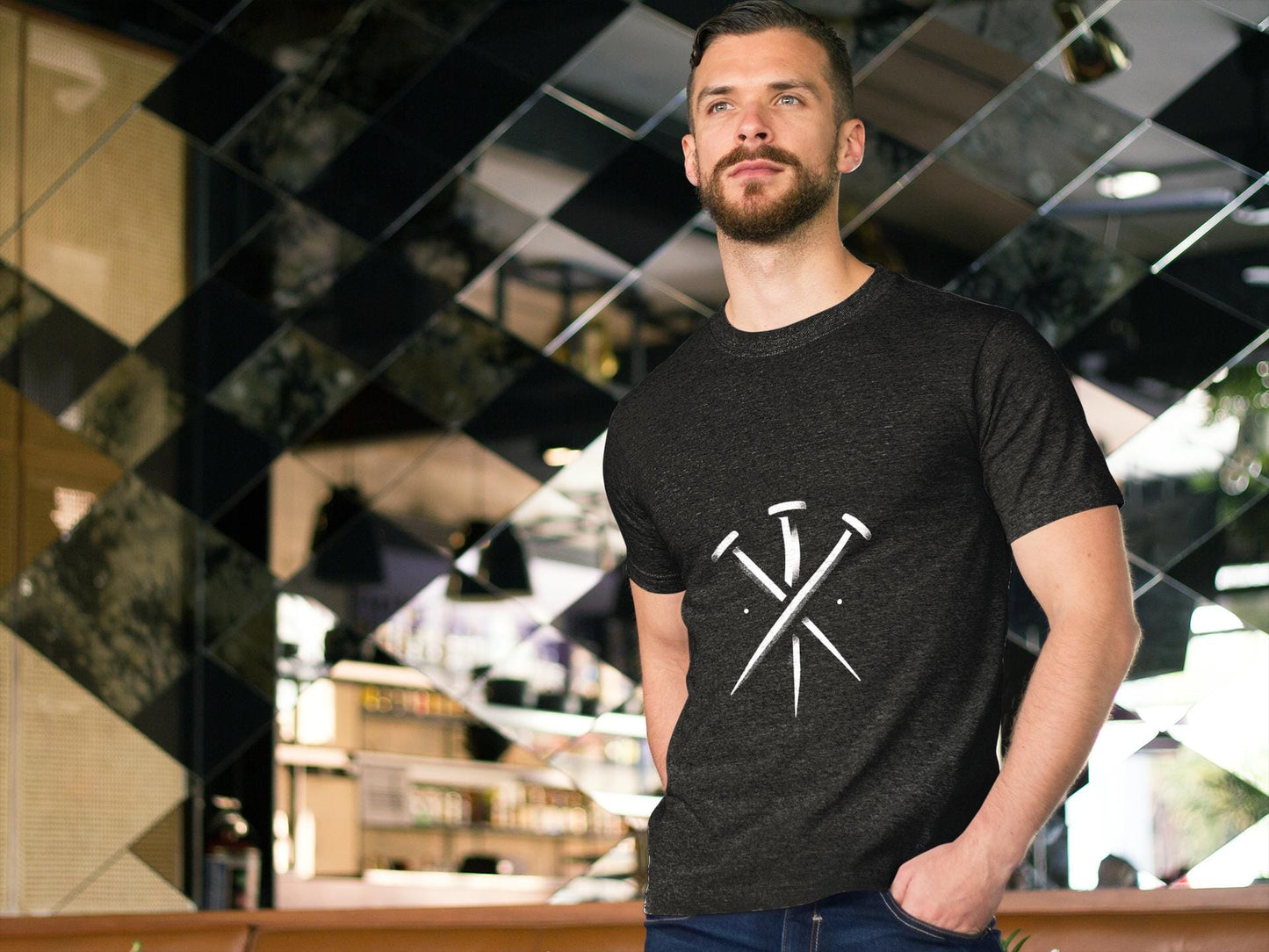 Minimalist Gothic Tank Top: Black & White Nails Symbol - Edgy Unisex Tee