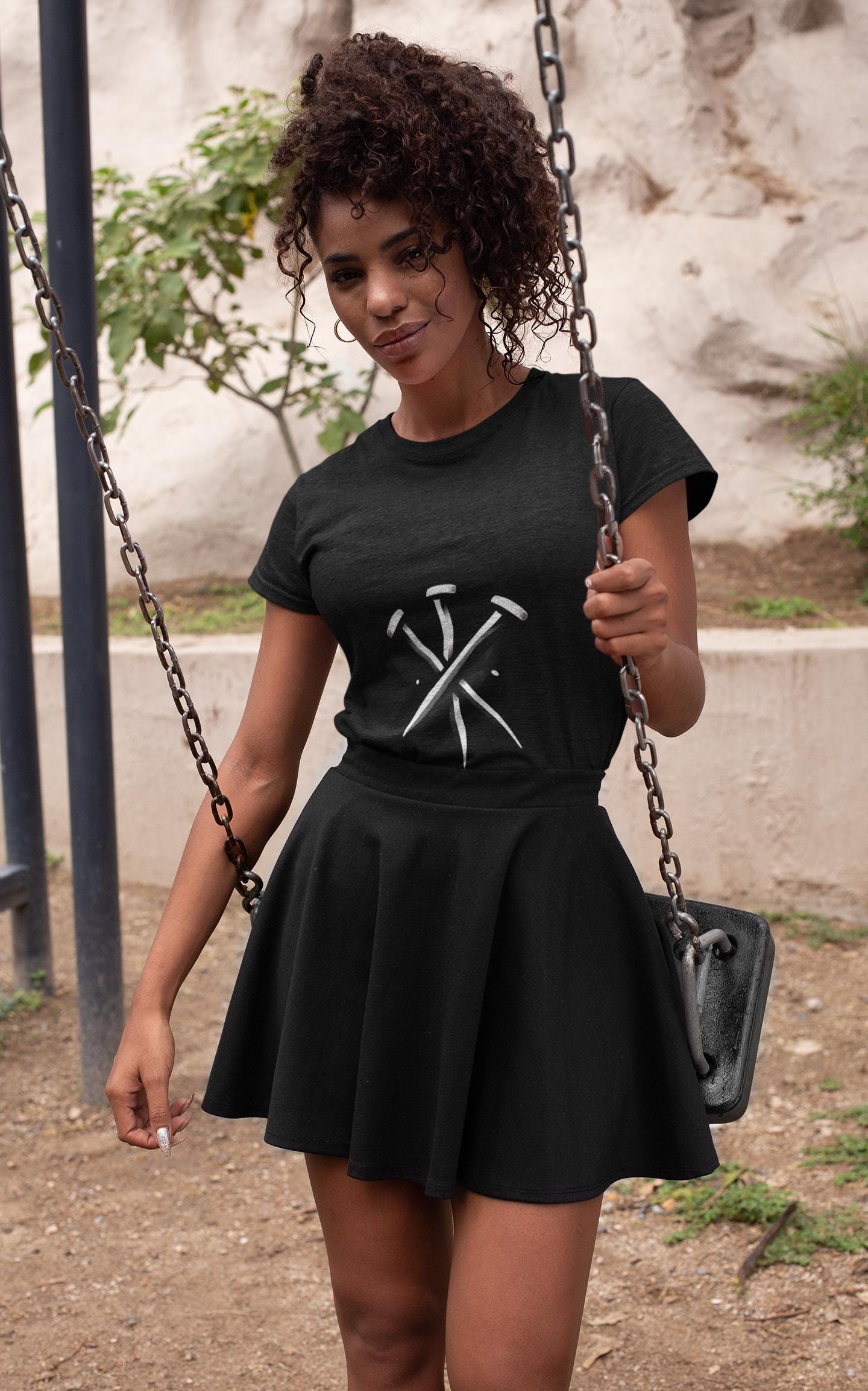 Minimalist Gothic Tank Top: Black & White Nails Symbol - Edgy Unisex Tee