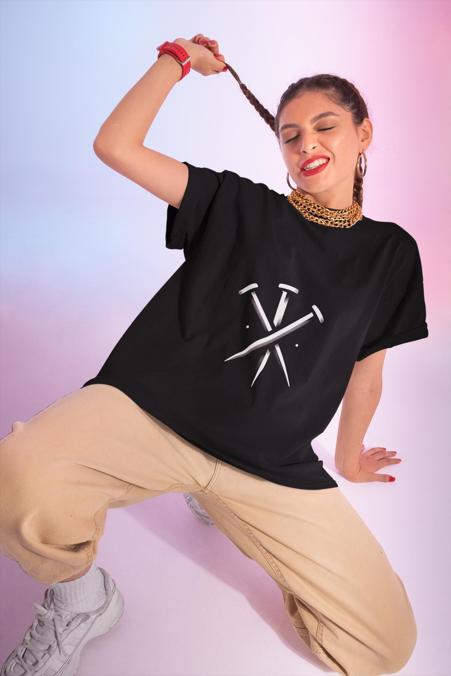 Minimalist Gothic Tank Top: Black & White Nails Symbol - Edgy Unisex Tee