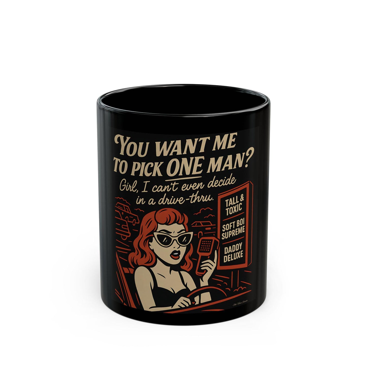 Sarcastic Single Life Coffee Mug: Retro Drive-Thru Humor, 11oz/15oz