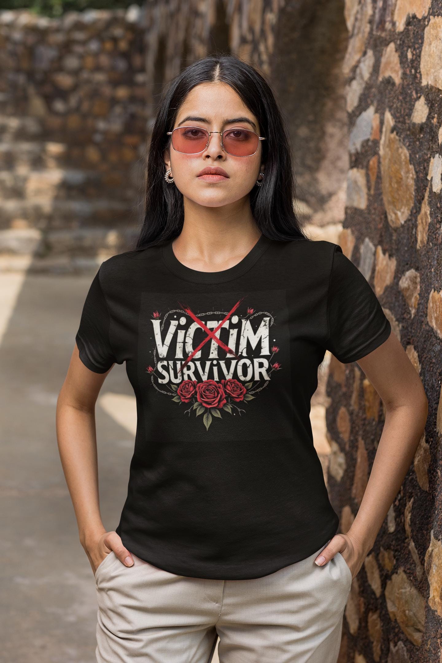 Empowering Survivor Tee: Inspirational Feminist T-Shirt