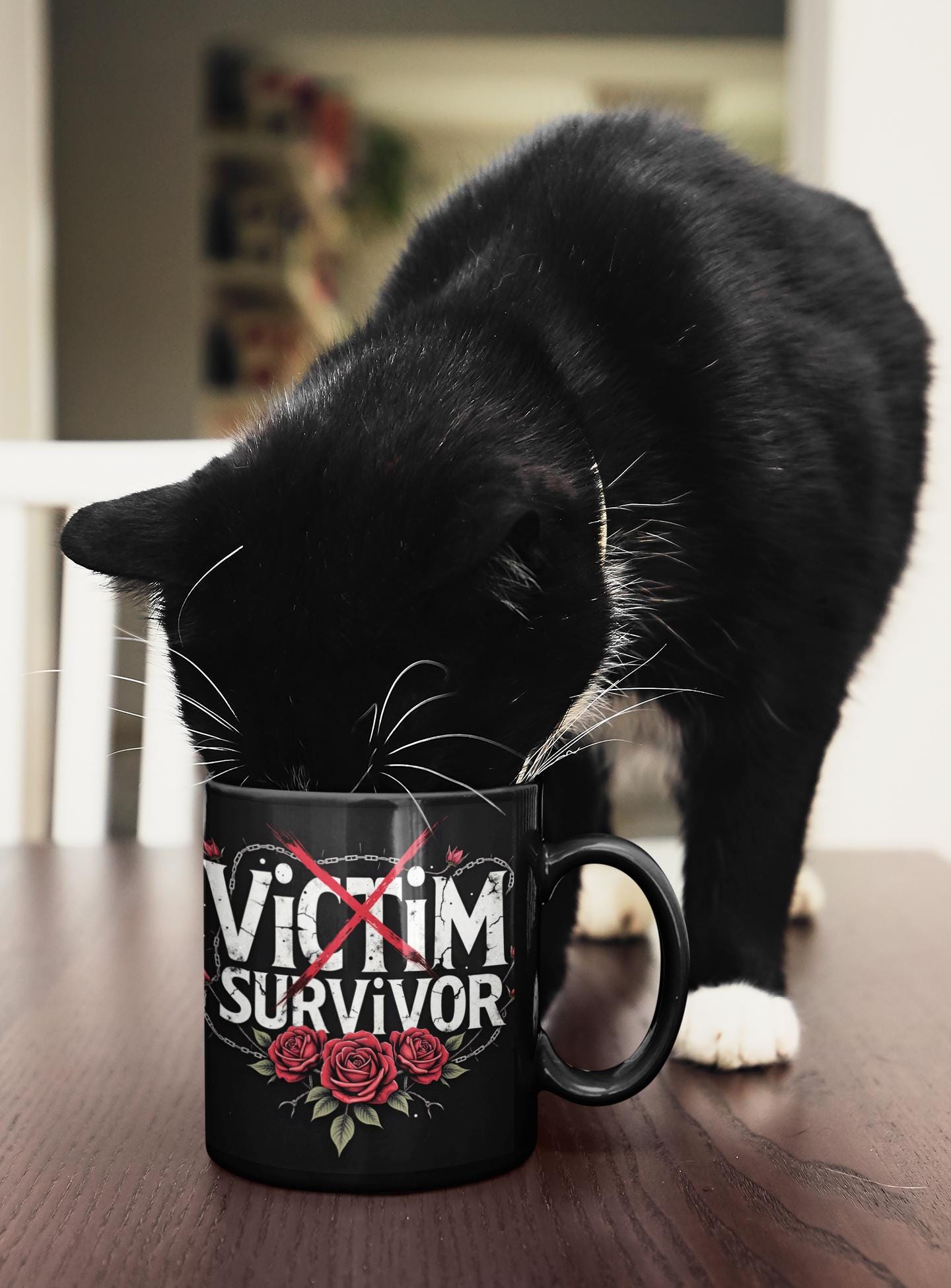 Empowering Survivor Mug, Motivational Black Coffee Cup, Self-Care Inspiration Gift, Resilience Reminder, Empowerment Drinkware,
